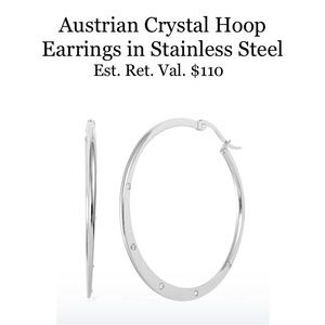 Austrian Crystal Hoop Earrings in Stainless Steel